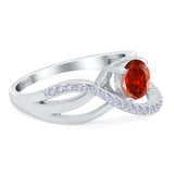 Art Deco Wedding Engagement Crisscross Bridal Ring Round Simulated Cubic Zirconia 925 Sterling Silver