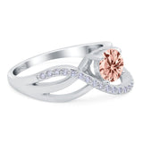 Art Deco Wedding Engagement Crisscross Bridal Ring Round Simulated Cubic Zirconia 925 Sterling Silver