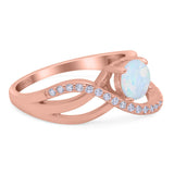 Art Deco Wedding Engagement Crisscross Bridal Ring Round Simulated Cubic Zirconia 925 Sterling Silver