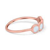 Petite Dainty Eternity Thumb Rings Round Simulated Opal 925 Sterling Silver