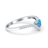 Chevron Midi V Ring Heart Simulated Stone Cubic Zirconia 925 Sterling Silver