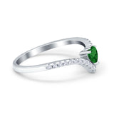 Chevron Midi V Ring Heart Simulated Stone Cubic Zirconia 925 Sterling Silver