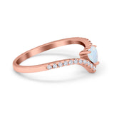 Chevron Midi V Ring Heart Simulated Stone Cubic Zirconia 925 Sterling Silver