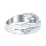 Infinity Crisscross Eternity Rings Simulated CZ Opal 925 Sterling Silver