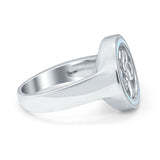 Tree of Life Band Ring Simulated Cubic Zirconia Opal 925 Sterling Silver