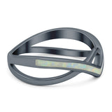 Criss Cross V Shape Ring Band Lab Created Opal 925 Sterling Silver (6mm)