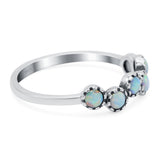 Eternity Band Wedding Ring Lab Created White Opal 925 Sterling Silver (5mm)