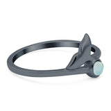 Whale Tail Ring Band Lab Created Opal 925 Sterling Silver (9mm)
