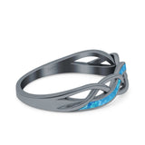 Criss Cross Ring Band Lab Created Opal 925 Sterling Silver (5mm)