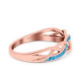 Criss Cross Ring Band Lab Created Opal 925 Sterling Silver (5mm)
