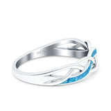 Criss Cross Ring Band Lab Created Opal 925 Sterling Silver (5mm)