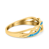 Criss Cross Ring Band Lab Created Opal 925 Sterling Silver (5mm)