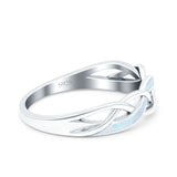 Criss Cross Ring Band Lab Created Opal 925 Sterling Silver (5mm)