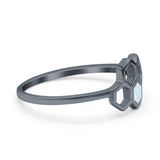 Honeycomb Band Ring Lab Created Opal Solid Cubic Zirconia 925 Sterling Silver