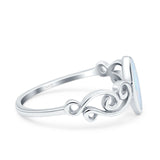 Filigree Thumb Ring Marquise Ring Band Lab Created Opal 925 Sterling Silver (9.5mm)