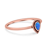 Thumb Ring Teardrop Pear Shape Ring Band Lab Created Opal 925 Sterling Silver (7mm)