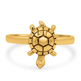 Turtle Oxidized Band Solid 925 Sterling Silver (14mm)