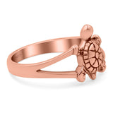 Turtle Oxidized Band Solid 925 Sterling Silver (12mm)