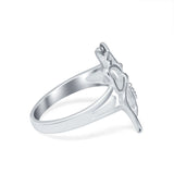 Polished Split Shank Band Butterfly Ring 925 Sterling Silver