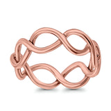 Infinity Braided Rhodium Plated Band Solid 925 Sterling Silver (5mm)