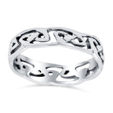 Celtic Ring Oxidized Band Solid 925 Sterling Silver Thumb Ring (5mm)