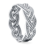 Braid Band Oxidized Ring Solid 925 Sterling Silver Thumb Ring (6mm)