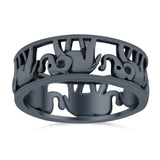 Elephant Ring Oxidized Band Solid 925 Sterling Silver Thumb Ring (7mm)