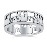 Elephant Ring Oxidized Band Solid 925 Sterling Silver Thumb Ring (7mm)