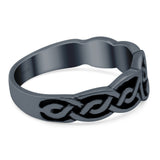 Celtic Ring Oxidized Band Solid 925 Sterling Silver (7mm)