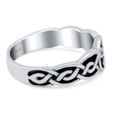 Celtic Ring Oxidized Band Solid 925 Sterling Silver (7mm)