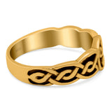 Celtic Ring Oxidized Band Solid 925 Sterling Silver (7mm)
