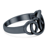 Celtic Ring Oxidized Band Solid 925 Sterling Silver (12mm)