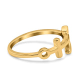 Anchor Band Rhodium Plated Ring Solid 925 Sterling Silver Thumb Ring (10mm)