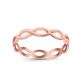 Infinity Braided Crisscross Rhodium Plated Band Ring Solid 925 Sterling Silver (3mm)