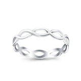 Infinity Braided Crisscross Rhodium Plated Band Ring Solid 925 Sterling Silver (3mm)