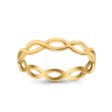 Infinity Braided Crisscross Rhodium Plated Band Ring Solid 925 Sterling Silver (3mm)