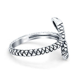 Snake Ring Oxidized Band Solid 925 Sterling Silver (17mm)