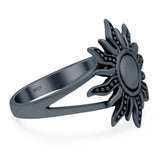Sun Ring Oxidized Band Solid 925 Sterling Silver (18mm)