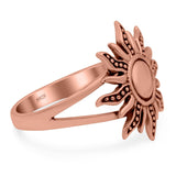 Sun Ring Oxidized Band Solid 925 Sterling Silver (18mm)