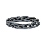Celtic Weave Wire Rope Style Ring Oxidized Band Solid 925 Sterling Silver Thumb Ring (3.5mm)