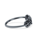 Leaves Ring Oxidized Band Solid 925 Sterling Silver Thumb Ring (6mm)