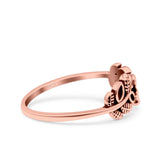 Leaves Ring Oxidized Band Solid 925 Sterling Silver Thumb Ring (6mm)
