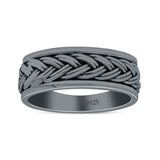 Braided Celtic New Design Spinner Style Oxidized Band Solid 925 Sterling Silver Thumb Ring 7mm(0.27)