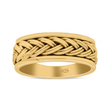 Braided Celtic New Design Spinner Style Oxidized Band Solid 925 Sterling Silver Thumb Ring 7mm(0.27)