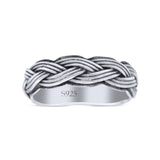 Braided Trending Modern Thick Celtic Woven Design Oxidized Band Solid 925 Sterling Silver Thumb Ring 5mm(0.19)