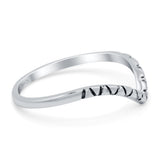 V Shape Ring Oxidized Band Solid 925 Sterling Silver Thumb Ring (7mm)