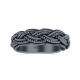 Multi Braided Twisted Rope Woven Knot Oxidized Band Solid 925 Sterling Silver Thumb Ring 6mm