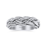 Multi Braided Twisted Rope Woven Knot Oxidized Band Solid 925 Sterling Silver Thumb Ring 6mm