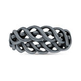 Infinity Twisted Rope Style Braided Oxidized Band Solid 925 Sterling Silver Thumb Ring 5mm
