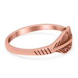 Feather Ring Oxidized Band Solid 925 Sterling Silver Thumb Ring (7mm)